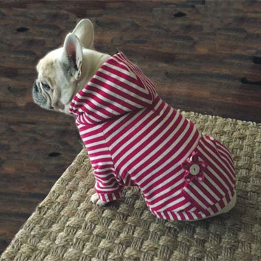 Lulu in striped pink hoodie